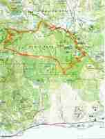 Trail map for hike of Malibu Creek State Park